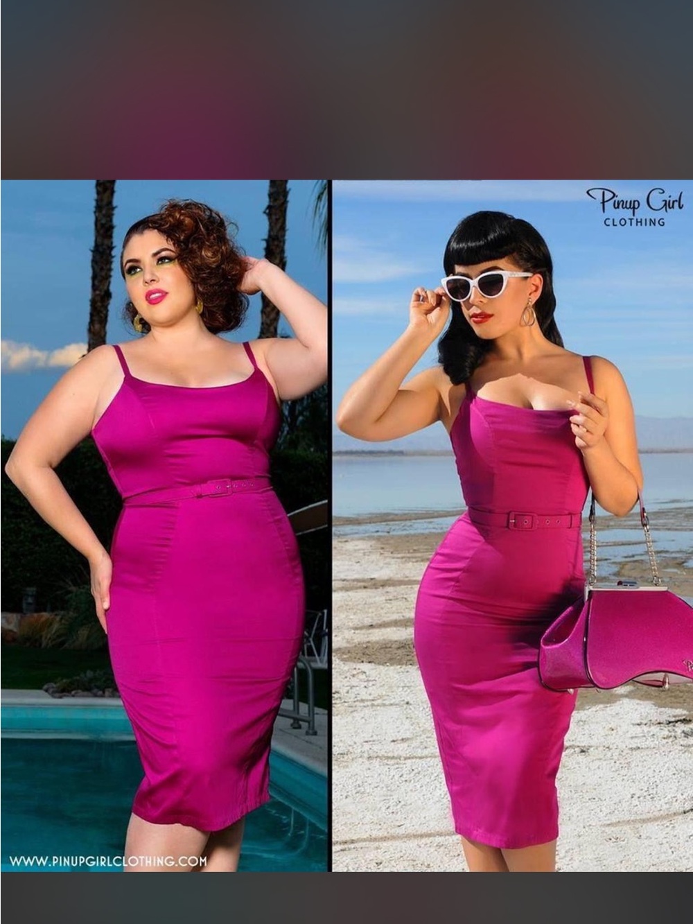 Pinup Couture Hot Pink Satin Dress